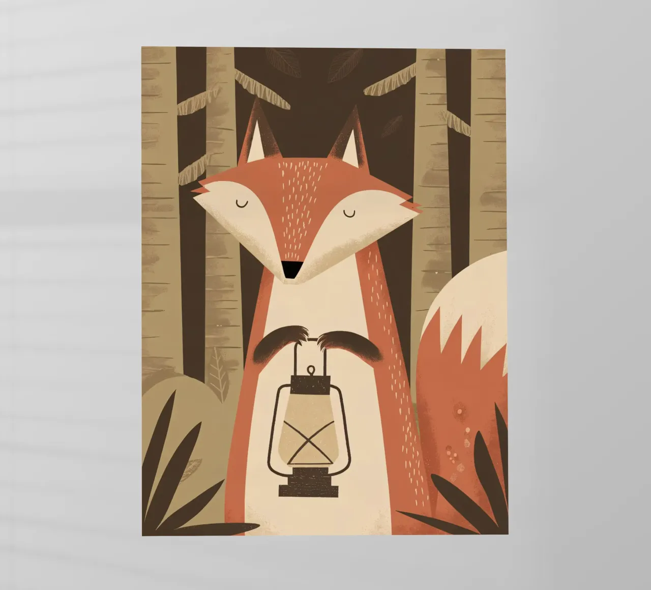 Volpe calma che tiene una lanterna nella foresta pellicola backlit da kidz&family