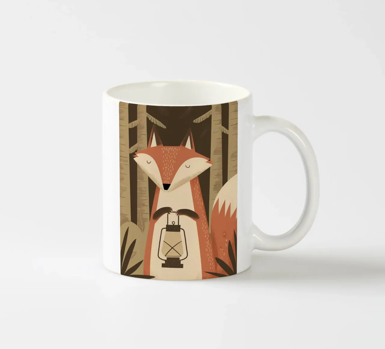 Volpe calma che tiene una lanterna nella foresta tazza in ceramica da kidz&family