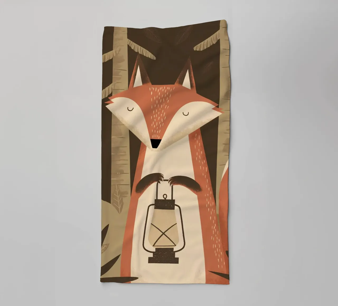 Volpe calma che tiene una lanterna nella foresta asciugamano da bagno da kidz&family
