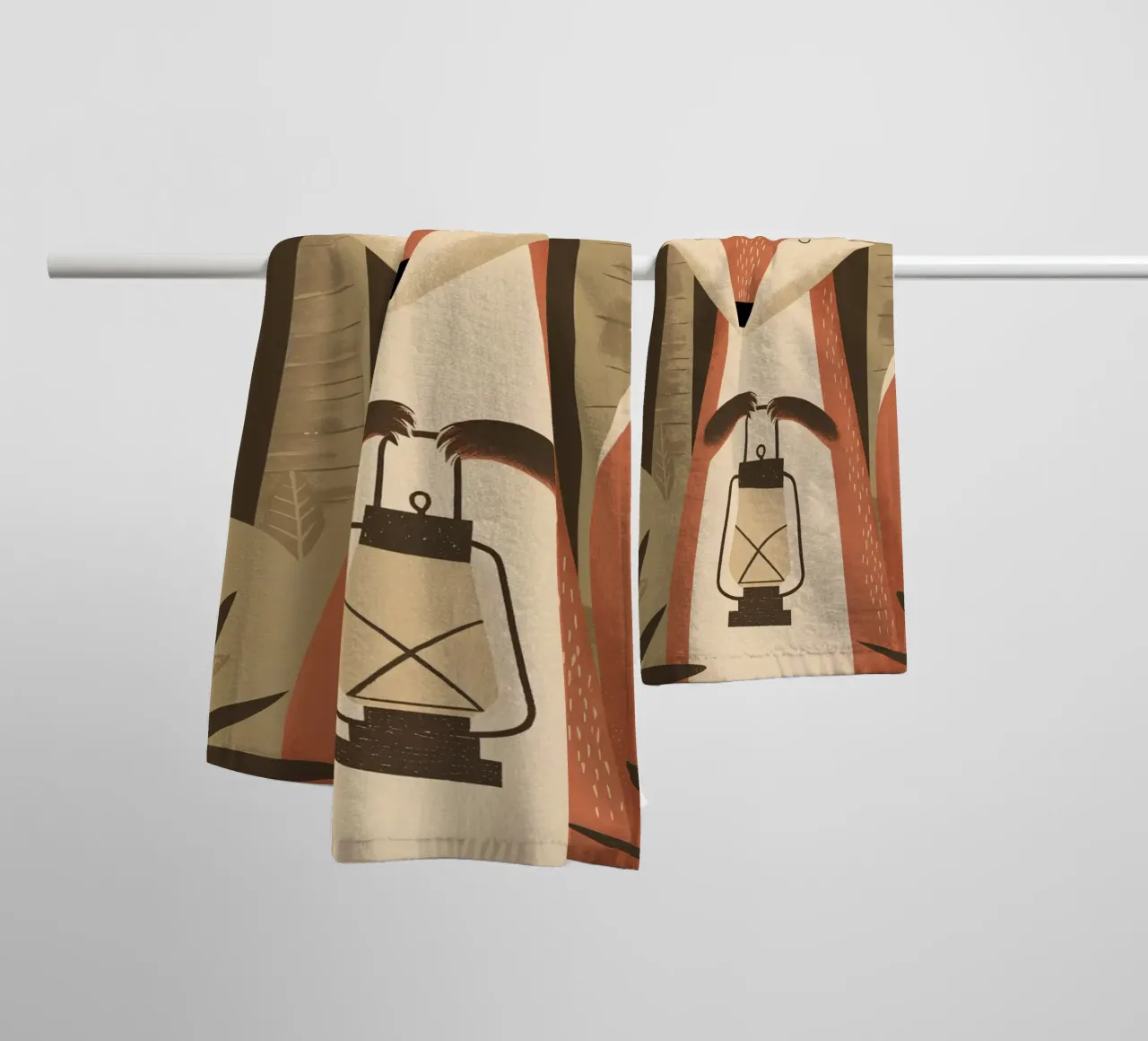 Volpe calma che tiene una lanterna nella foresta asciugamano da bagno da kidz&family