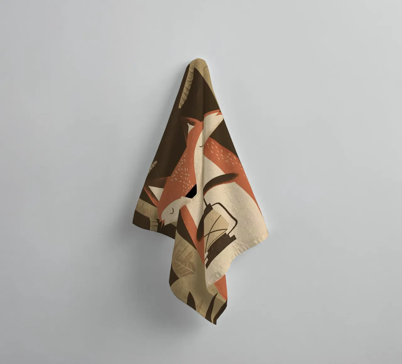 Volpe calma che tiene una lanterna nella foresta asciugamano da bagno da kidz&family