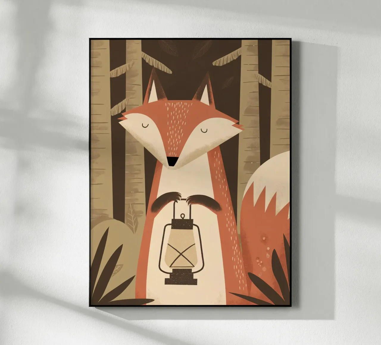 Volpe calma che tiene una lanterna nella foresta plexiglass da kidz&family
