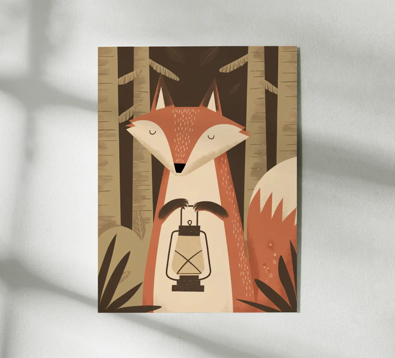Volpe calma che tiene una lanterna nella foresta plexiglass da kidz&family