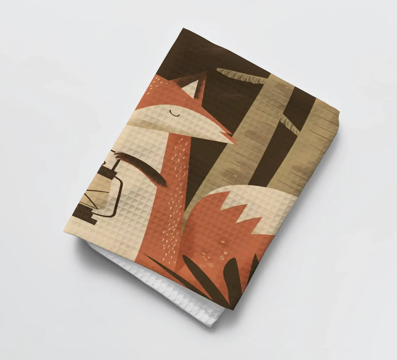 Volpe calma che tiene una lanterna nella foresta canovaccio da cucina da kidz&family