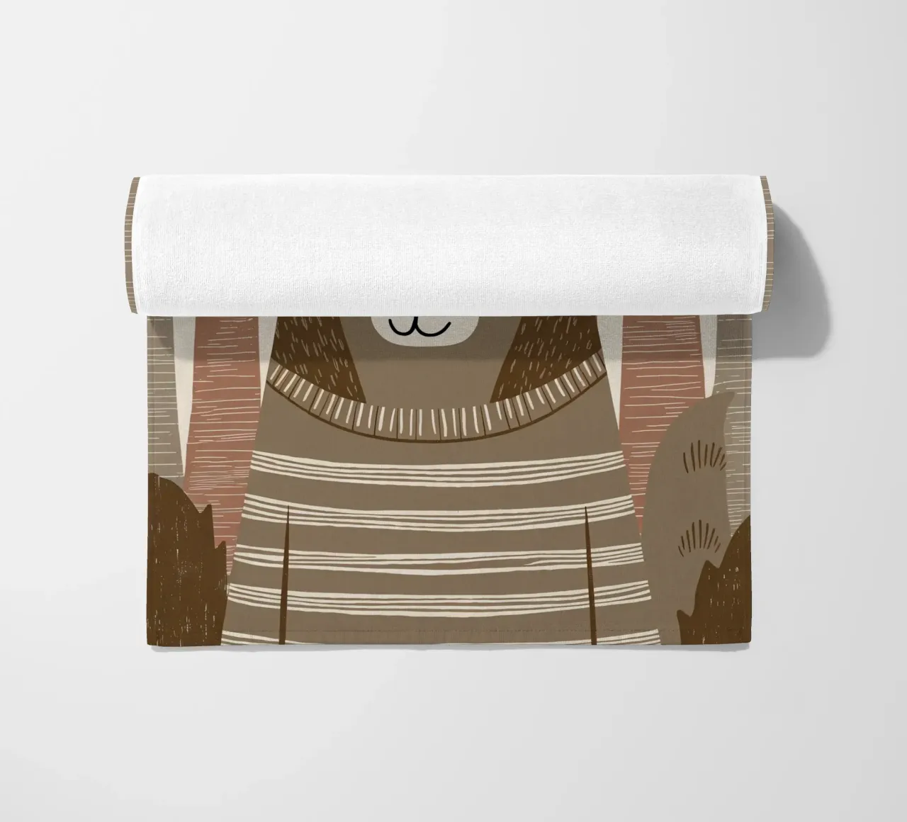 Un simpatico lupo con un maglione a righe nella foresta telo mare da kidz&family