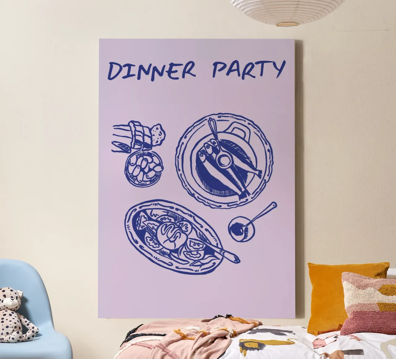 Boho Food 11 Dinner Party canvas met Baklijst van Boho Print Collection