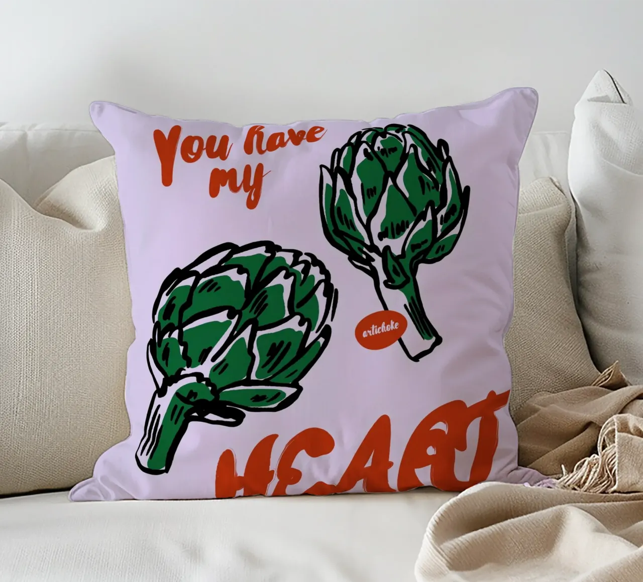 Boho Food 11 My Heart cuscino da Boho Print Collection