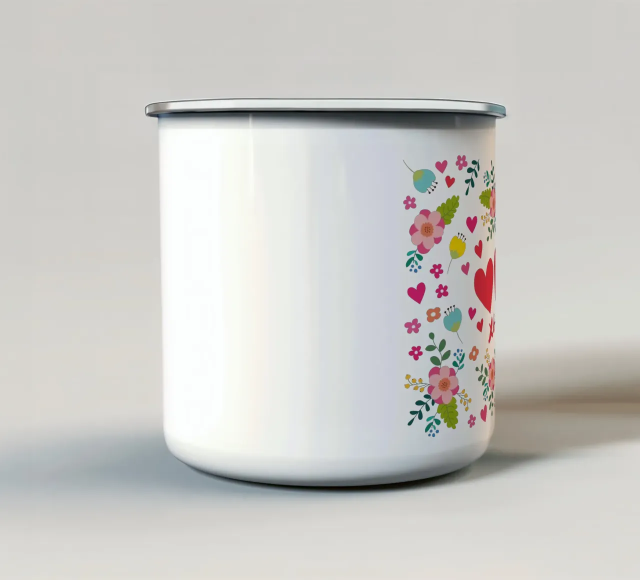 Abbracci e baci - Cuori in fiore tazza in smalto da Petra Lang - Floral Art