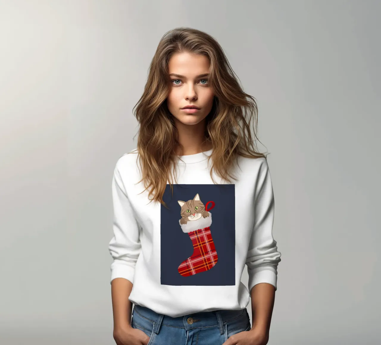 Gatto in una calza di Natale felpa da Winter Whispers