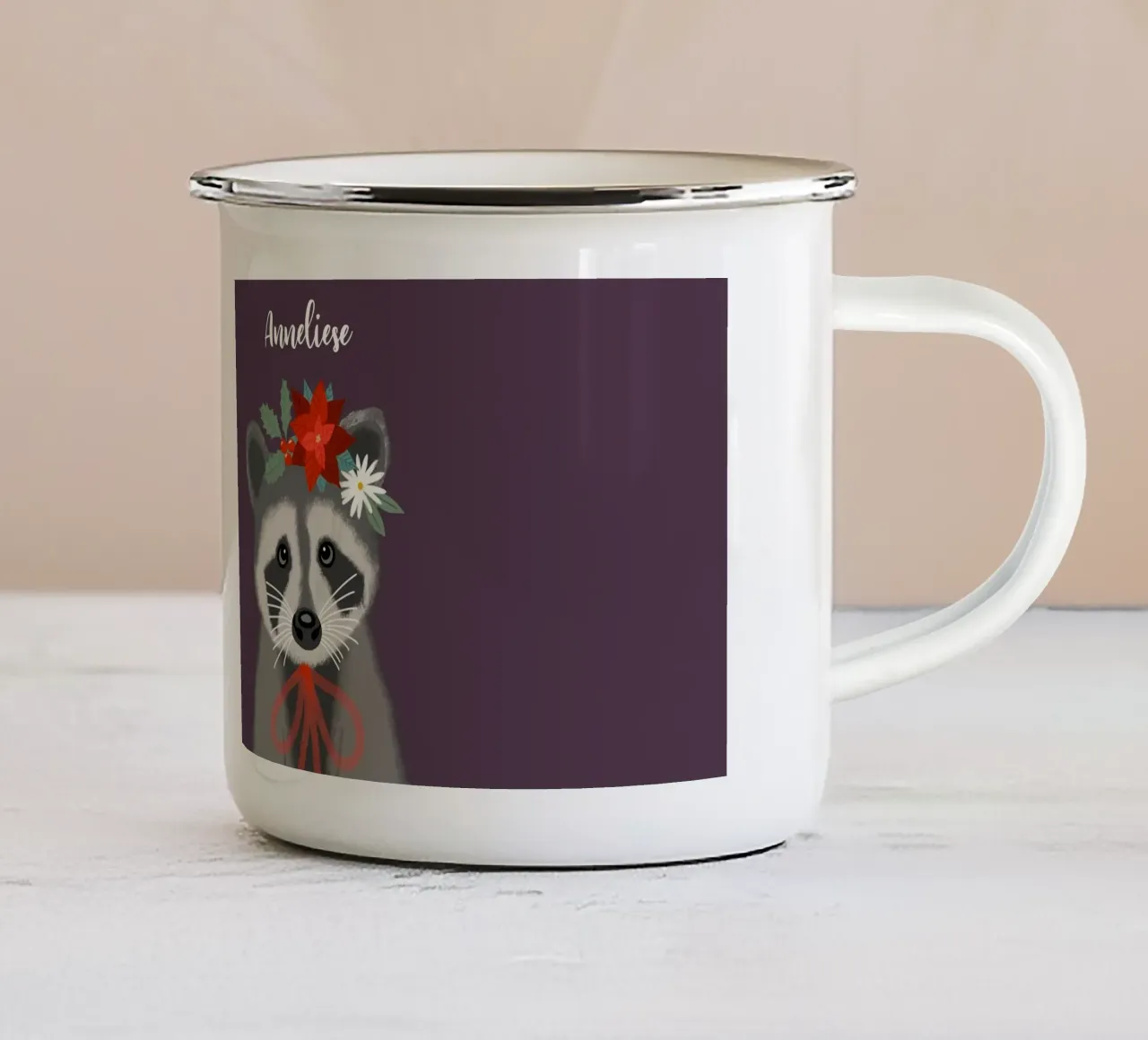 Procione delle vacanze tazza in smalto da Winter Whispers