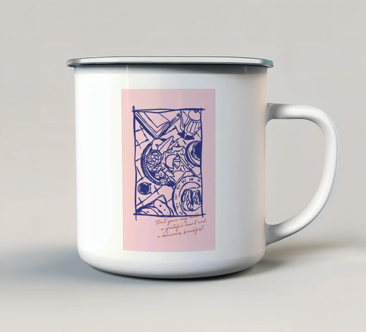 Boho Food 12 Breakfast tazza in smalto da Boho Print Collection