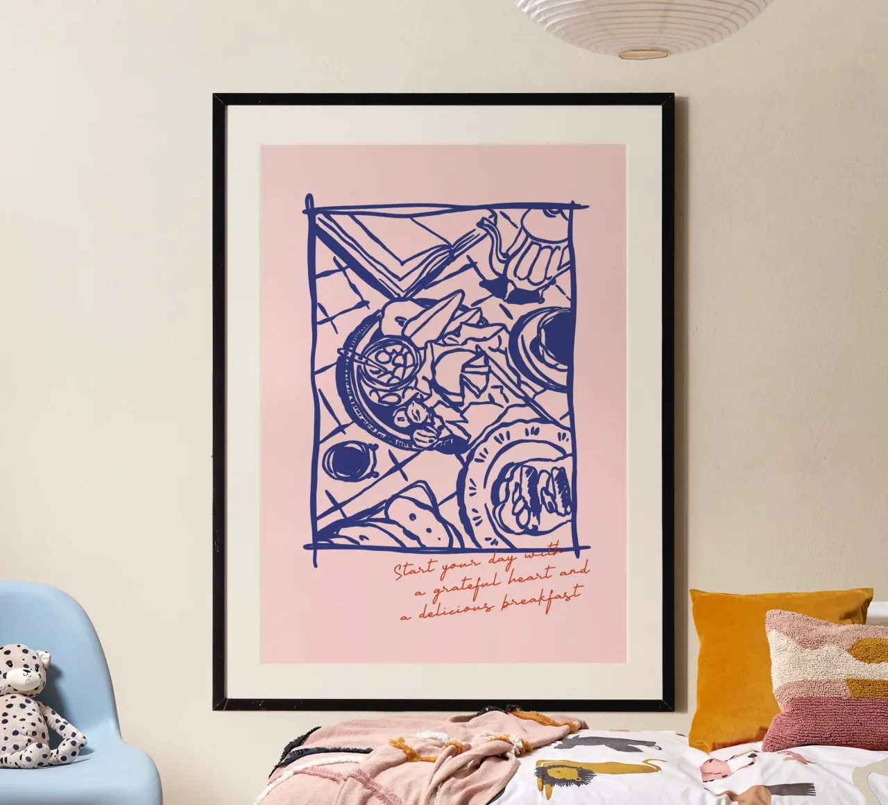 Boho Food 12 Breakfast poster con telaio in legno da Boho Print Collection