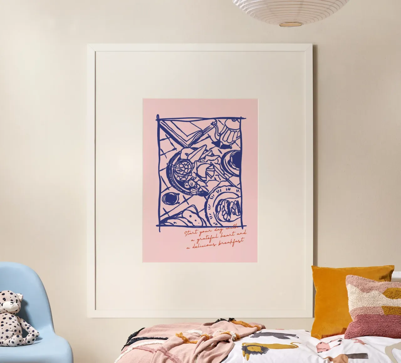 Boho Food 12 Breakfast poster con telaio in legno da Boho Print Collection