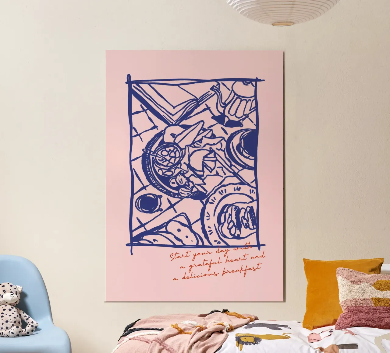 Boho Food 12 Breakfast poster con telaio in legno da Boho Print Collection