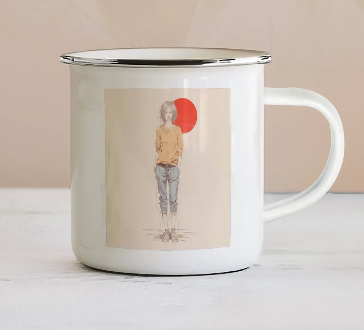 Ragazza in piedi tazza in smalto da LaylaOzPortraits