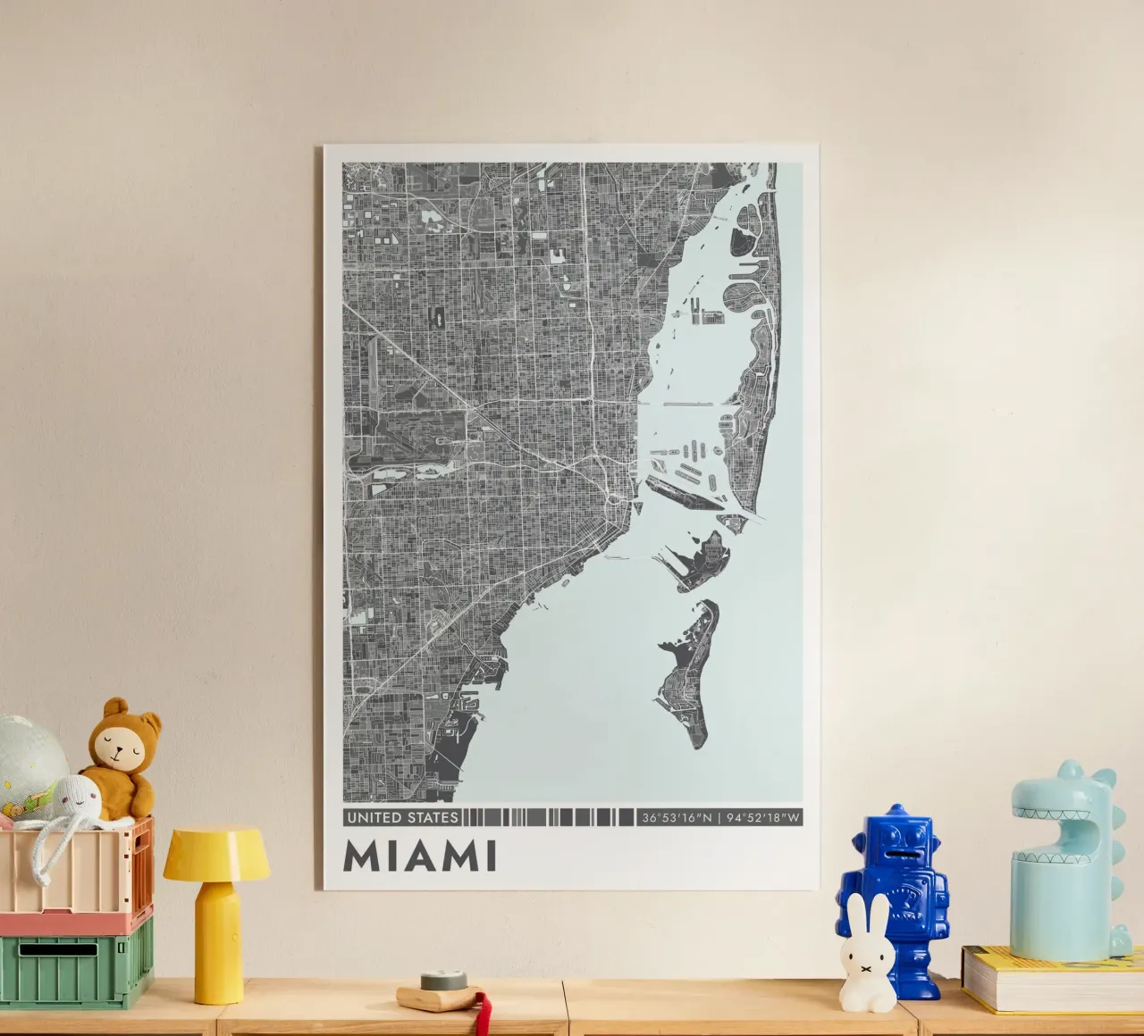 Murale a Miami plexiglass da CityMapPosters