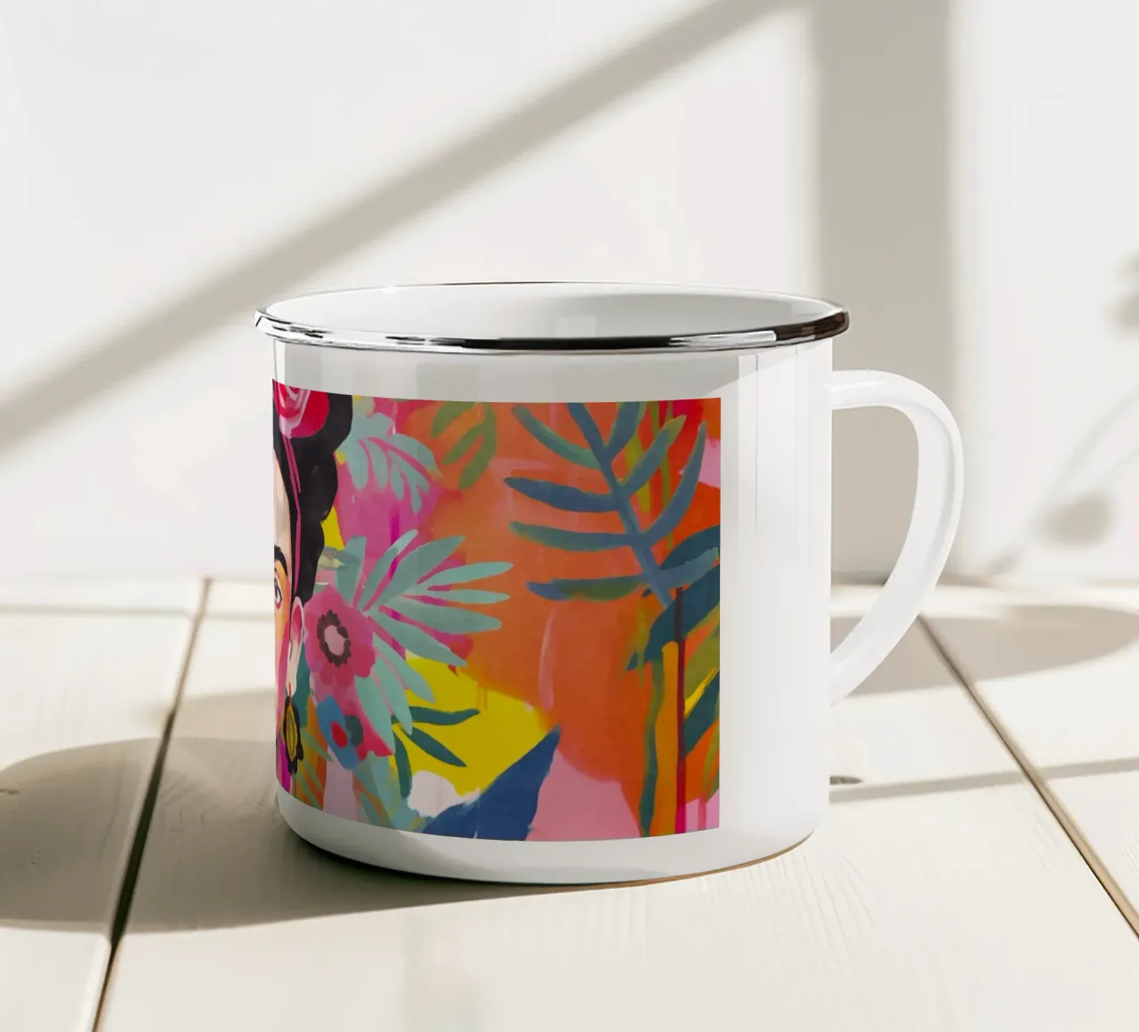 I fiori della resilienza: Ritratto d'artista iconico tazza in smalto da Andrea Haase Modern Home