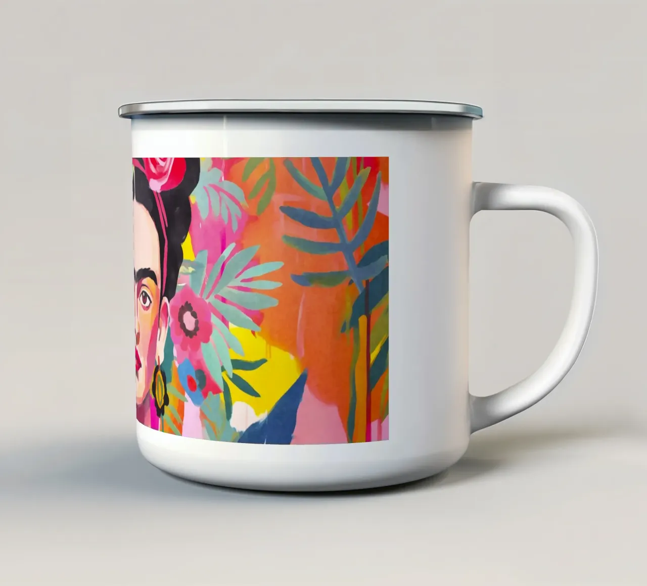I fiori della resilienza: Ritratto d'artista iconico tazza in smalto da Andrea Haase Modern Home