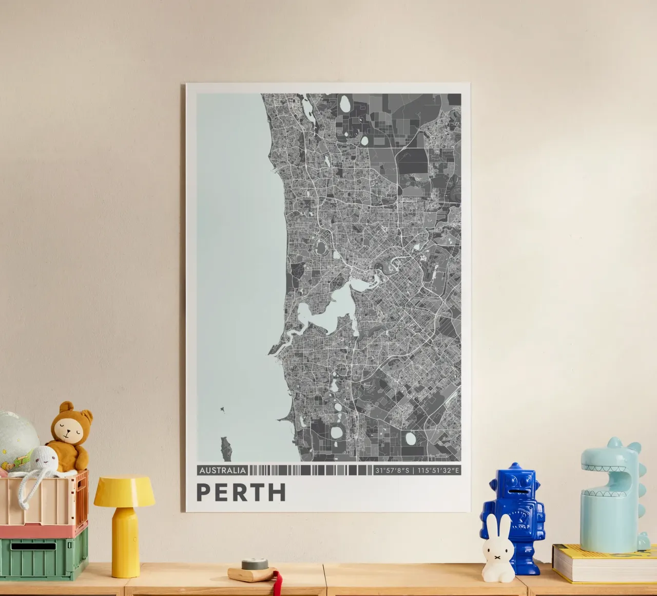 Murale di Perth plexiglass da CityMapPosters