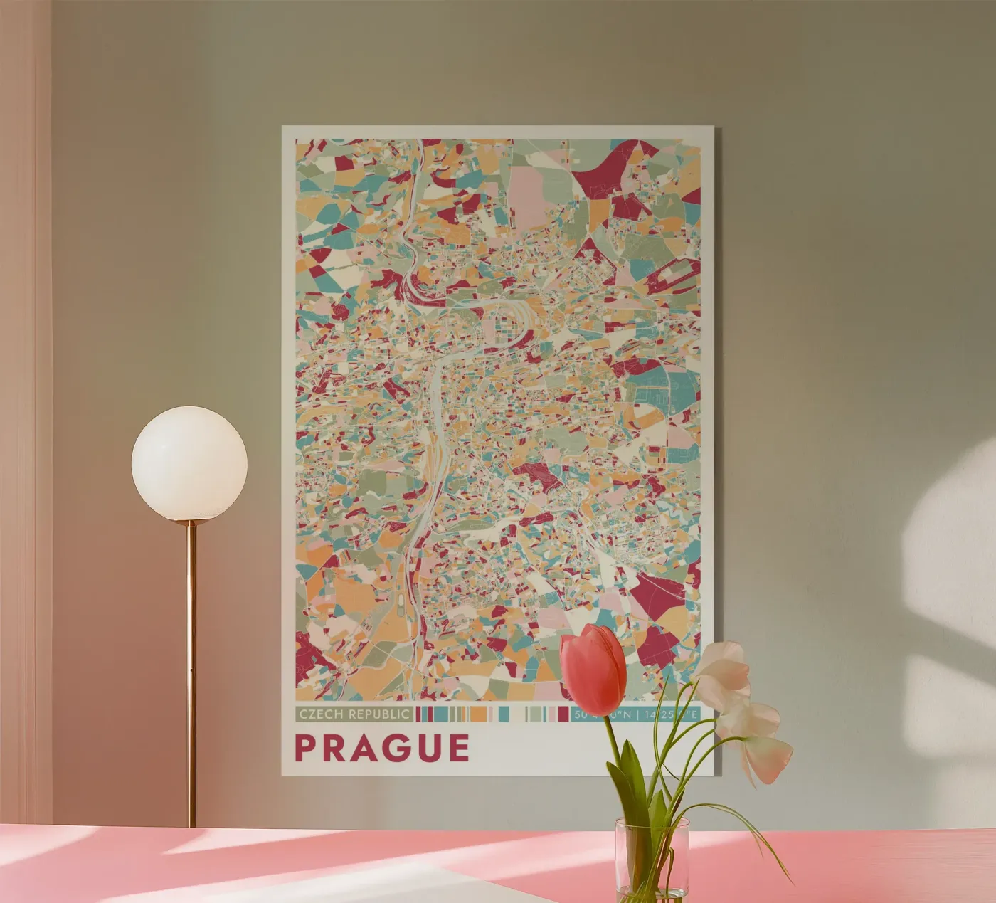 City Prag acryl van CityMapPosters