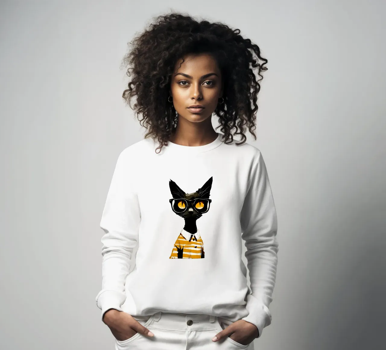 Yellow Cat No. 01 Sweatshirt von lazydaypaper