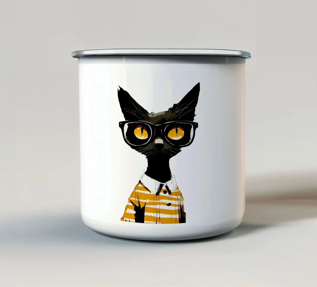 Yellow Cat No. 01 tazza in smalto da lazydaypaper