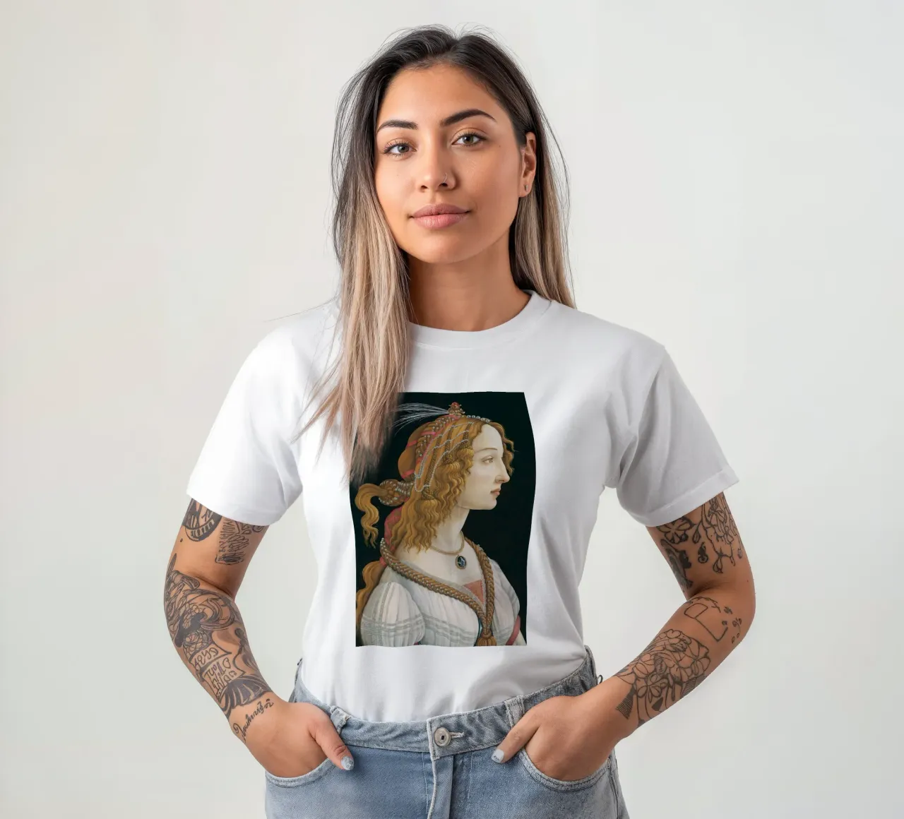 Sandro Botticelli - Ritratto idealizzato di signora t-shirt da Timeless Artworks