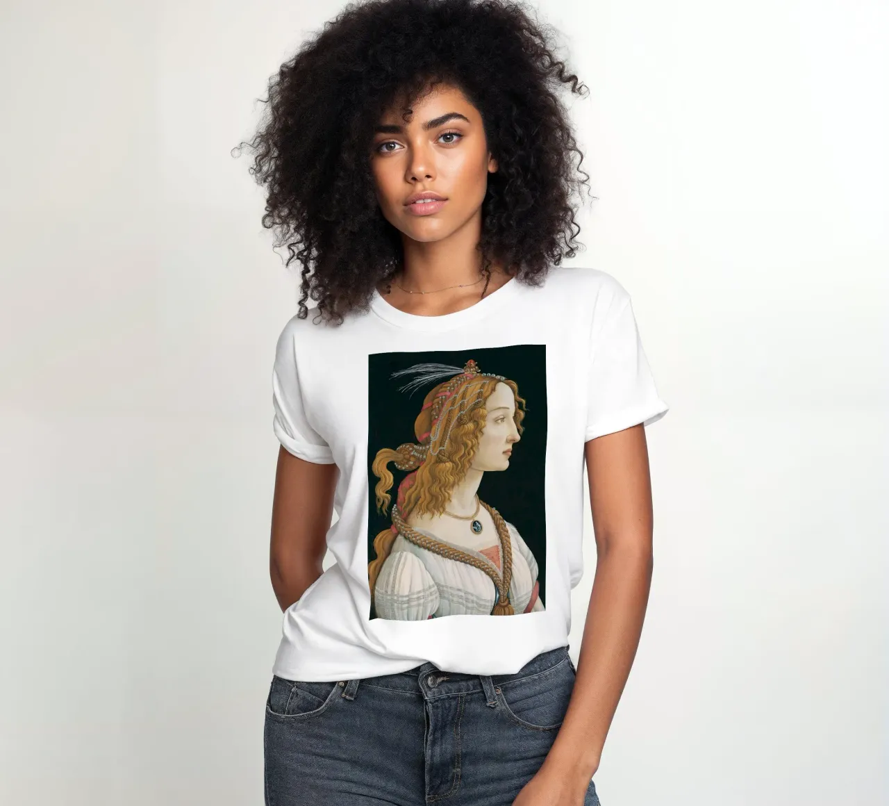 Sandro Botticelli - Idealisiertes Bildnis einer Dame Frauen T-Shirt von Timeless Artworks