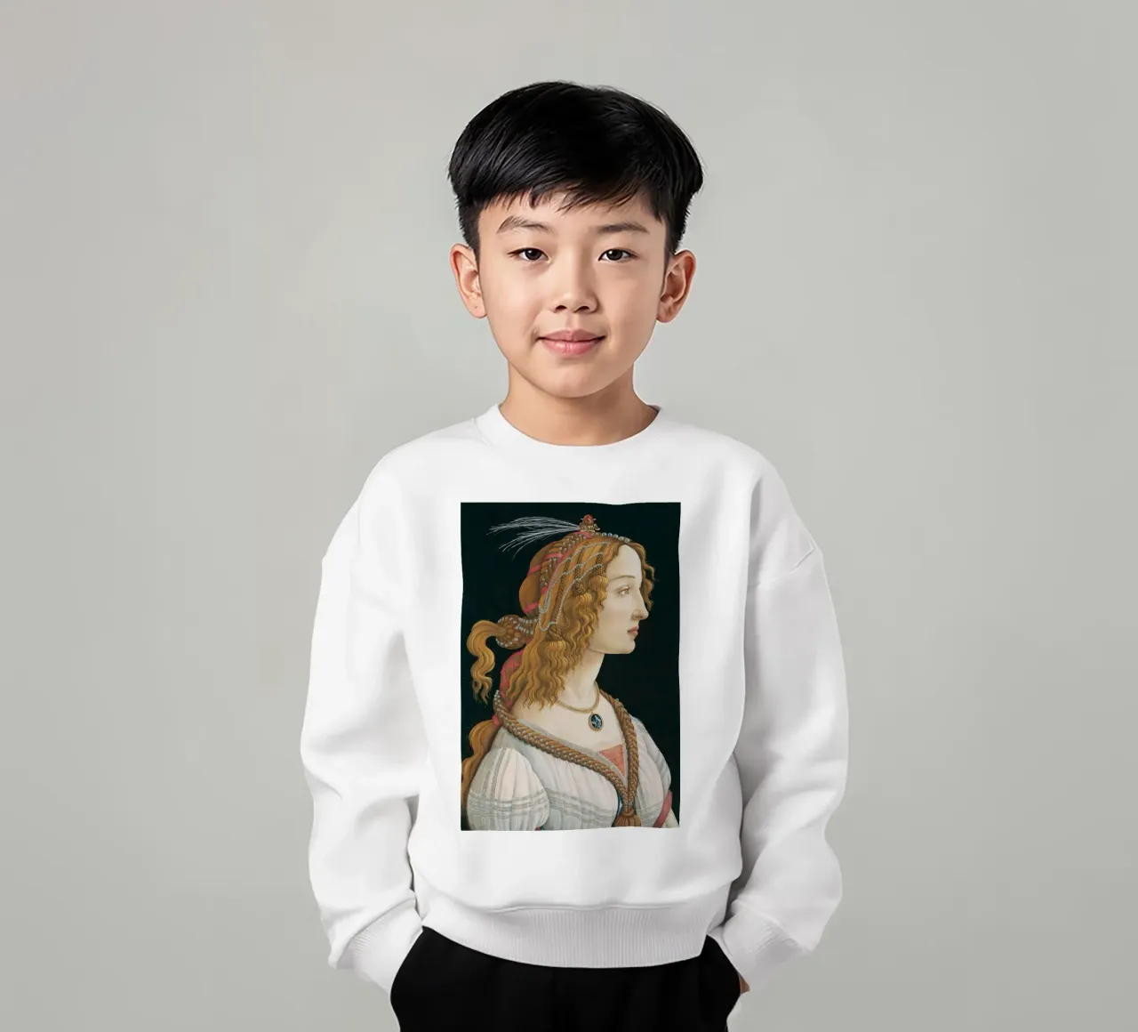 Sandro Botticelli - Ritratto idealizzato di signora felpa bambino da Timeless Artworks