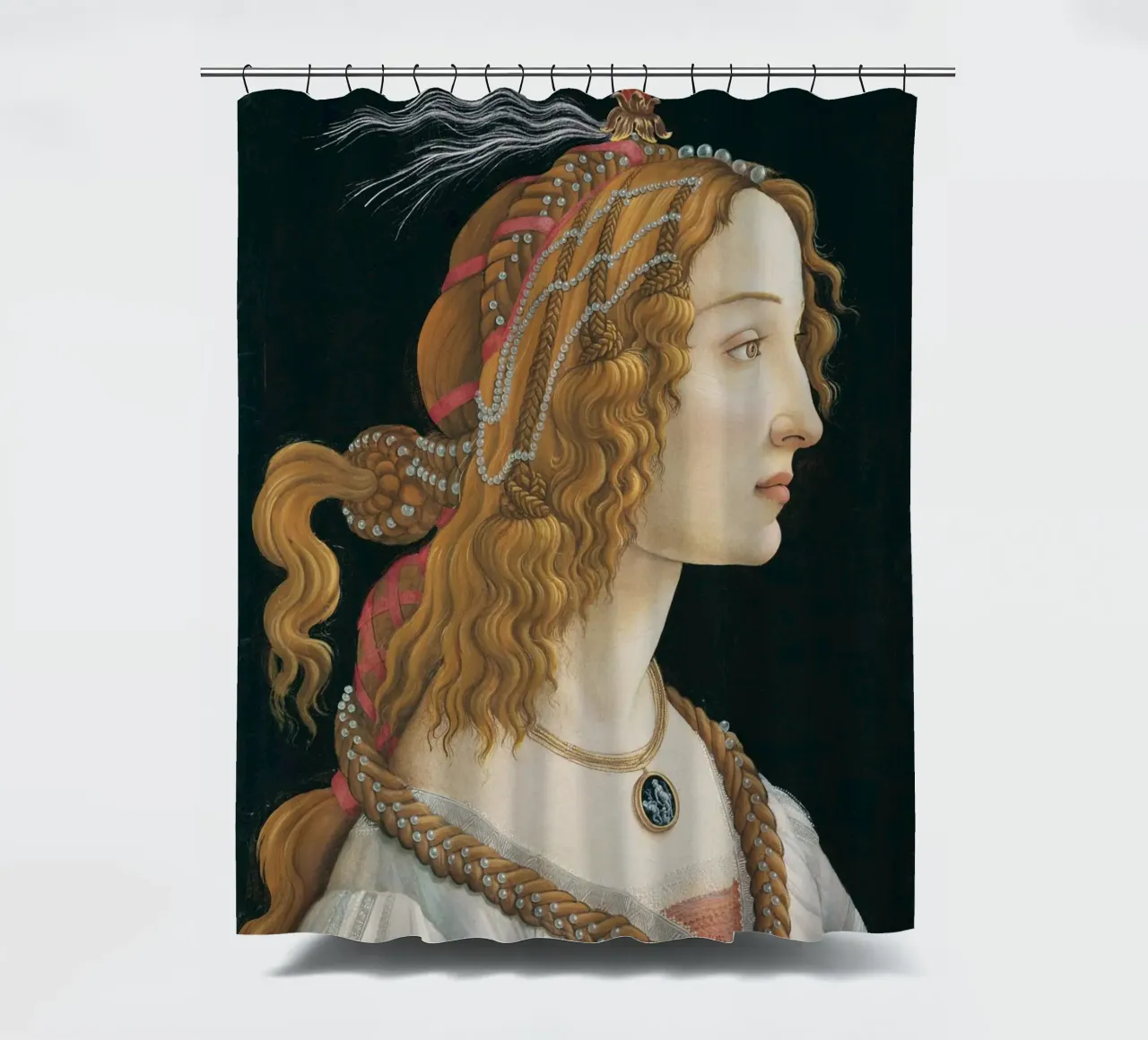 Sandro Botticelli - Ritratto idealizzato di signora tenda da doccia da Timeless Artworks