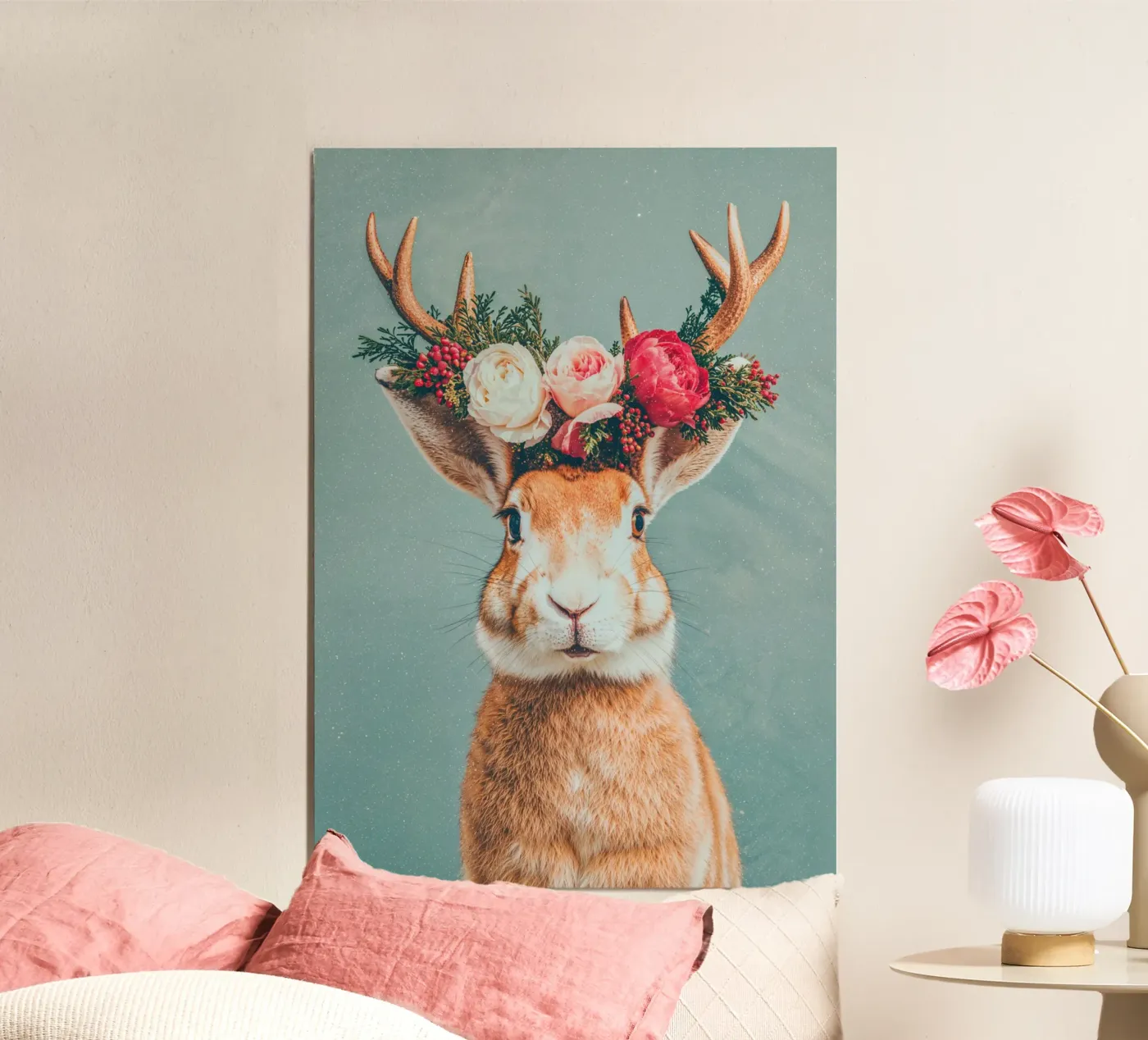 Festive Dwarf Rabbit poster by La Collagerie