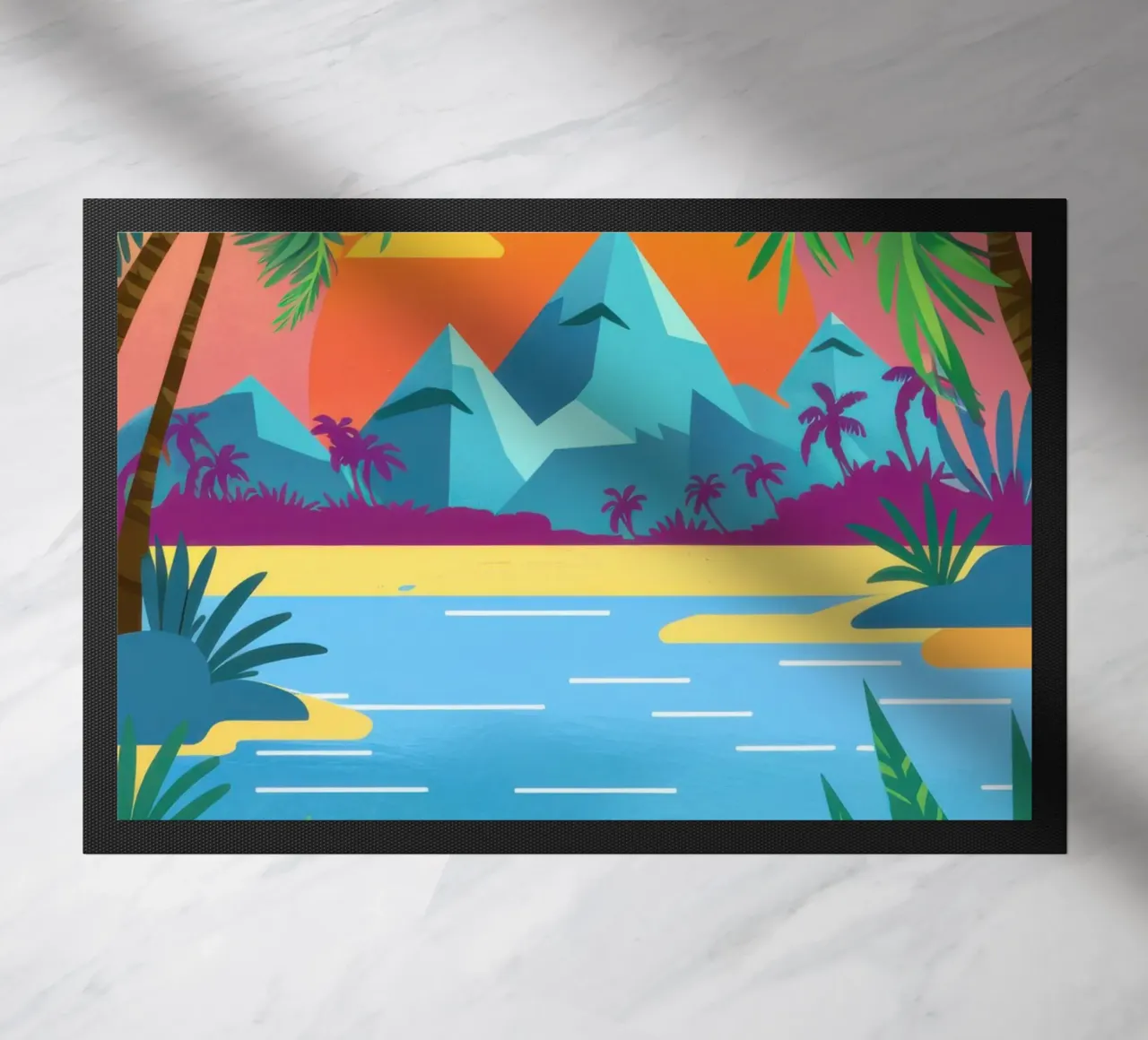 Poolside Paradiesblick Fußmatte von Sky Velour