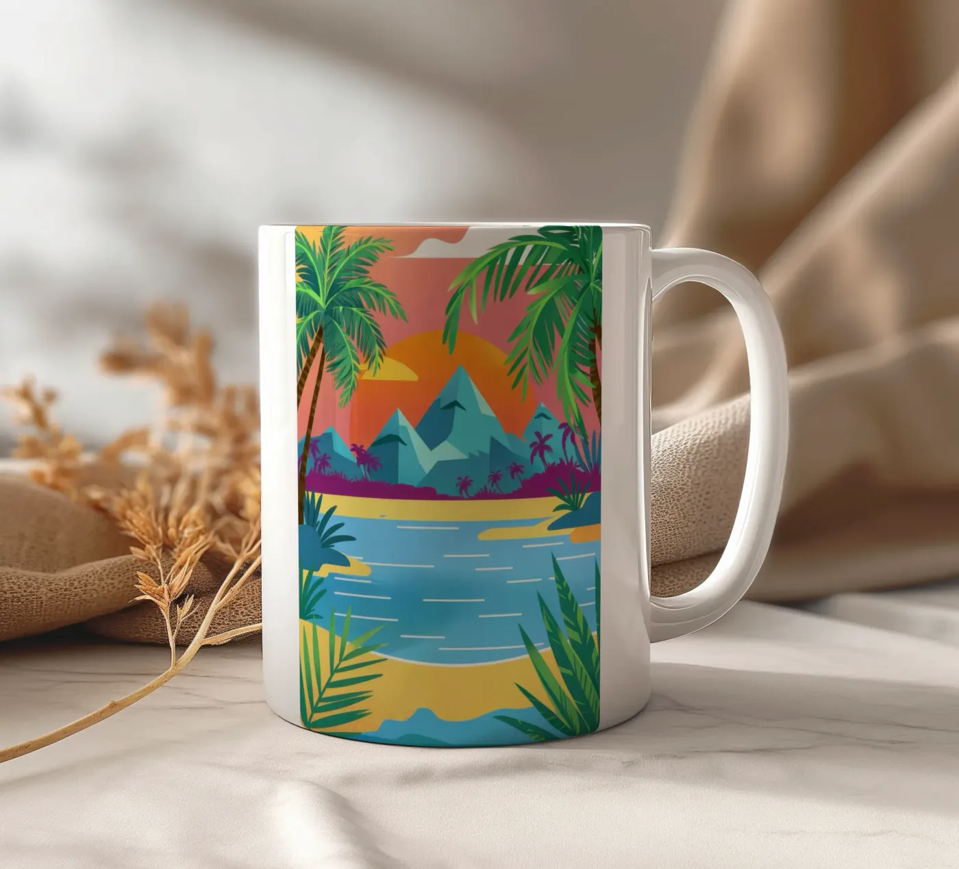 Vista sul paradiso a bordo piscina tazza in ceramica da Sky Velour