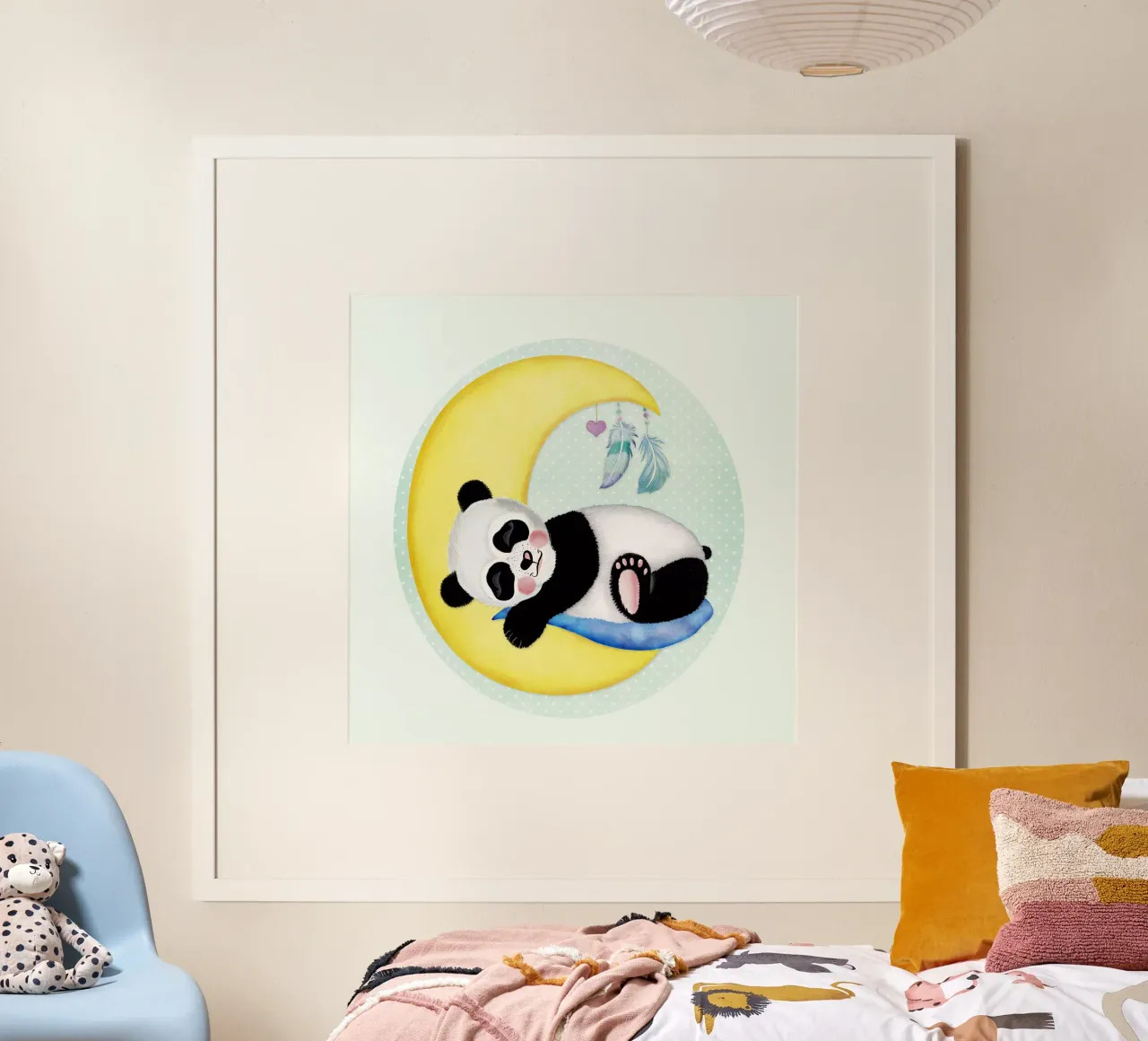 Il piccolo è arrivato. Congratulazioni dal piccolo panda. poster con telaio in alluminio da CalliLetters