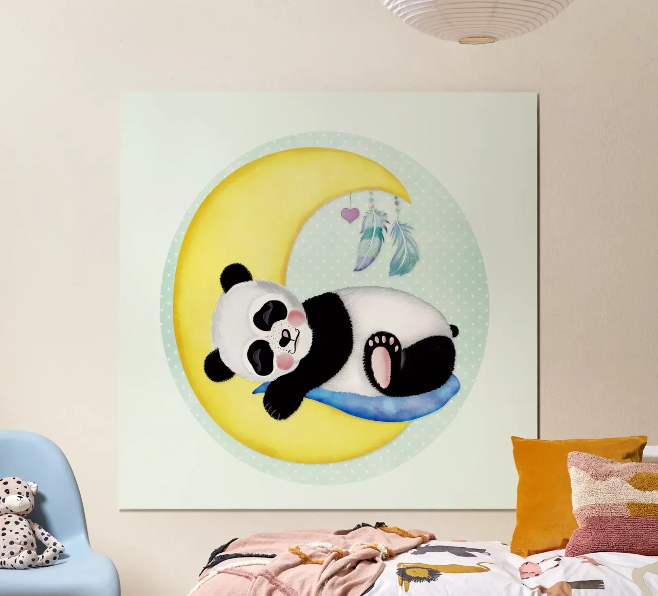 Il piccolo è arrivato. Congratulazioni dal piccolo panda. poster con telaio in alluminio da CalliLetters