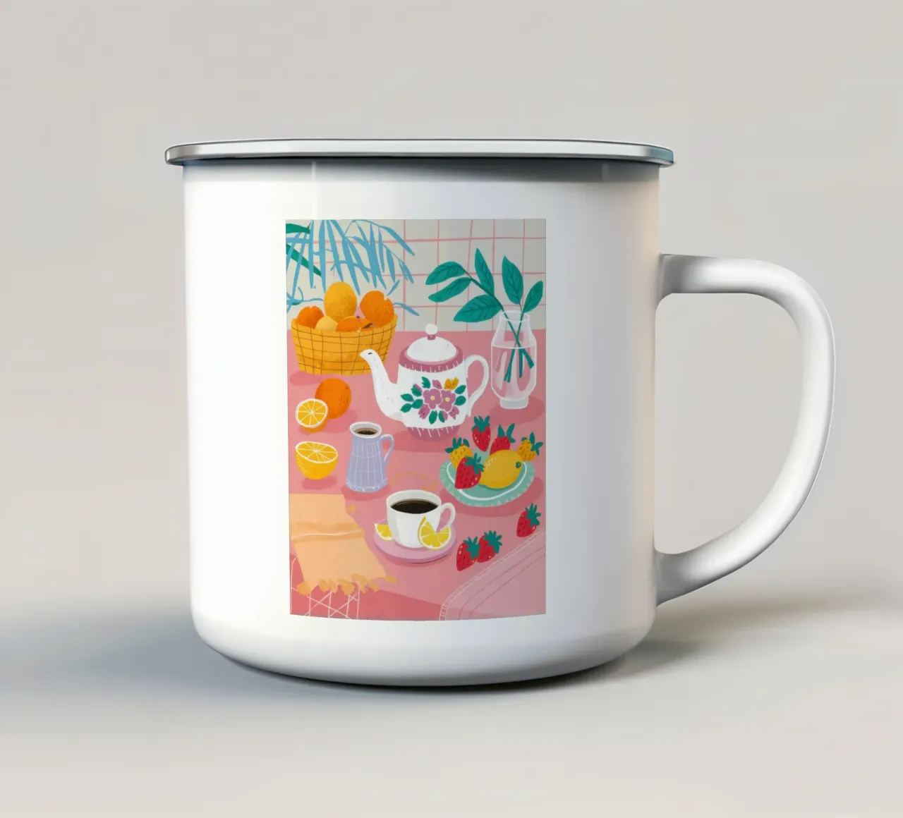 L'ora del tè gioioso tazza in smalto da Sky Velour