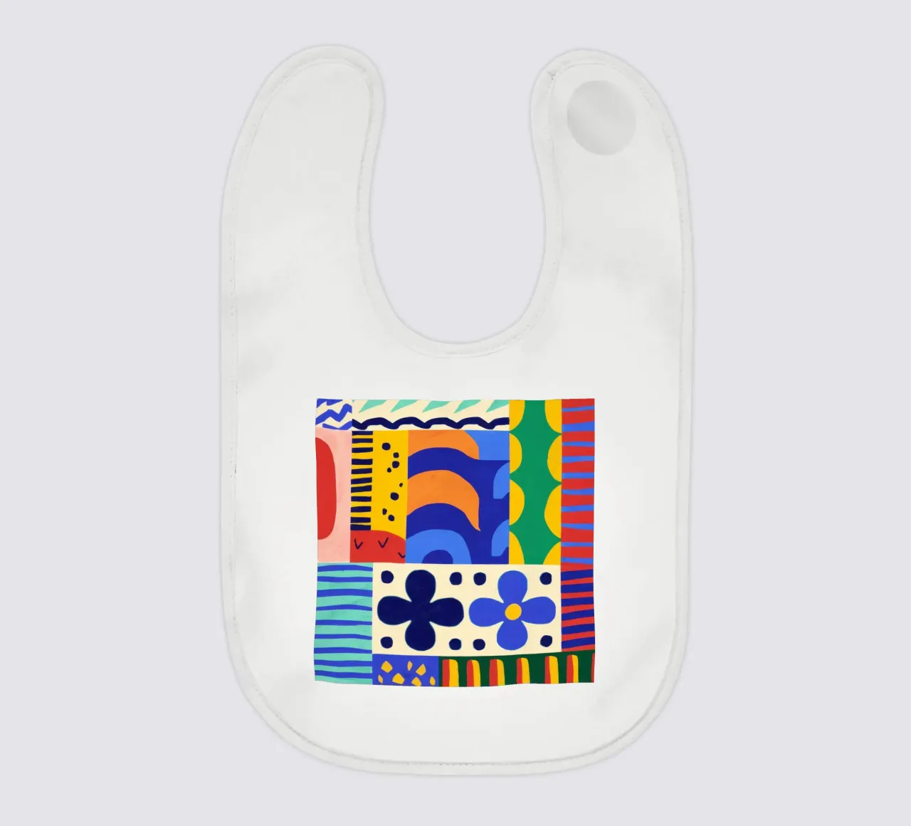 Bold Folkloric Forms baby bib by Sky Velour