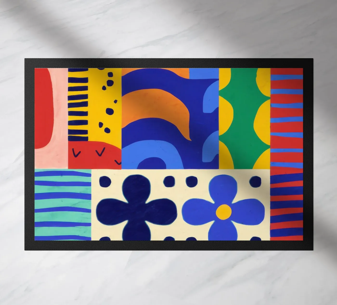 Bold Folkloric Forms doormat by Sky Velour