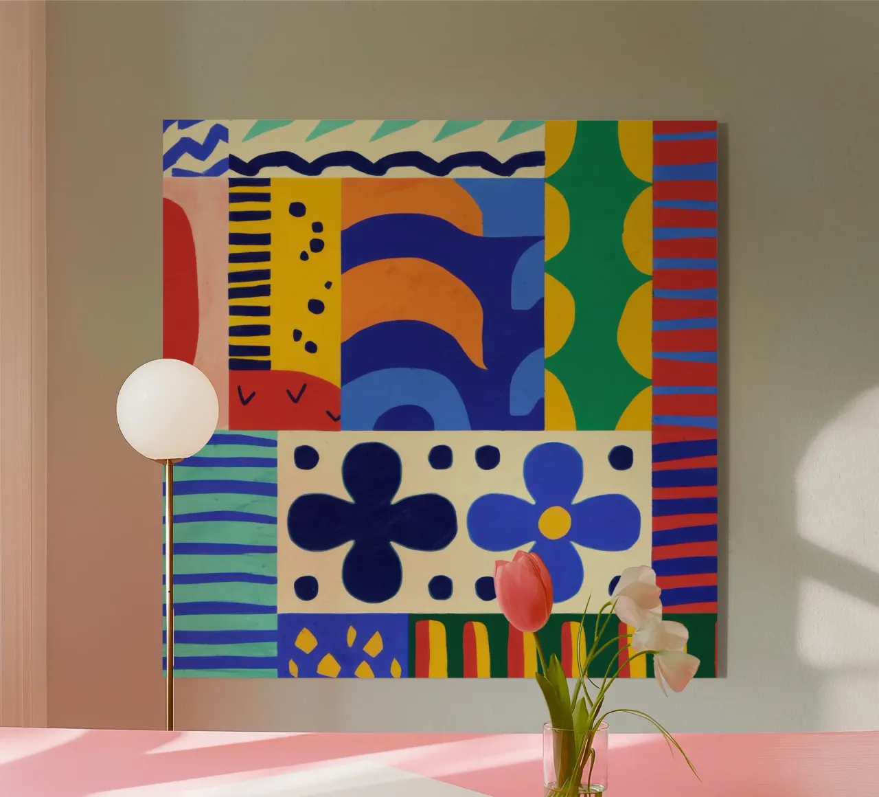 Gedurfde folkloristische vormen acryl van Sky Velour