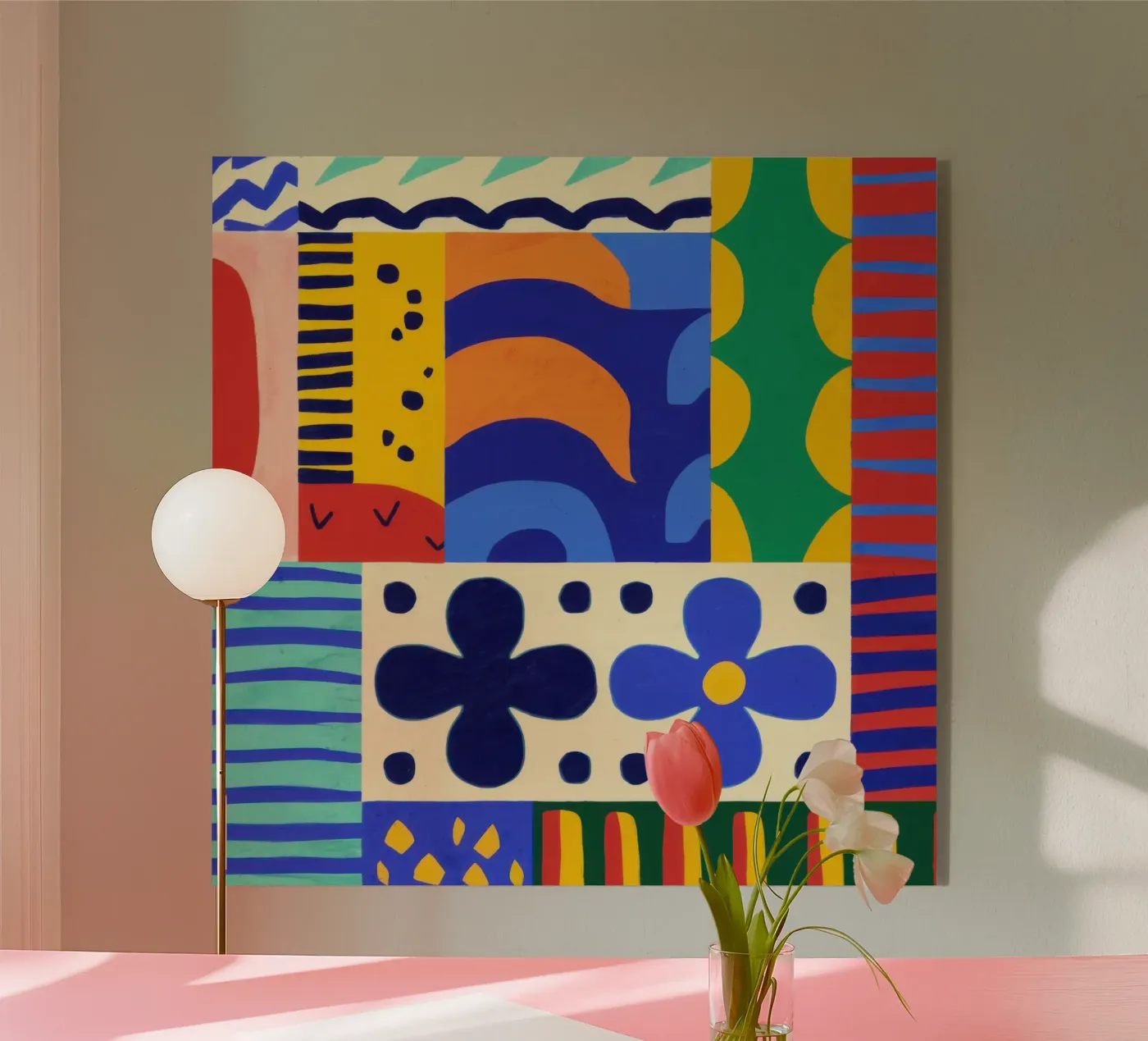 Gedurfde folkloristische vormen acryl van Sky Velour