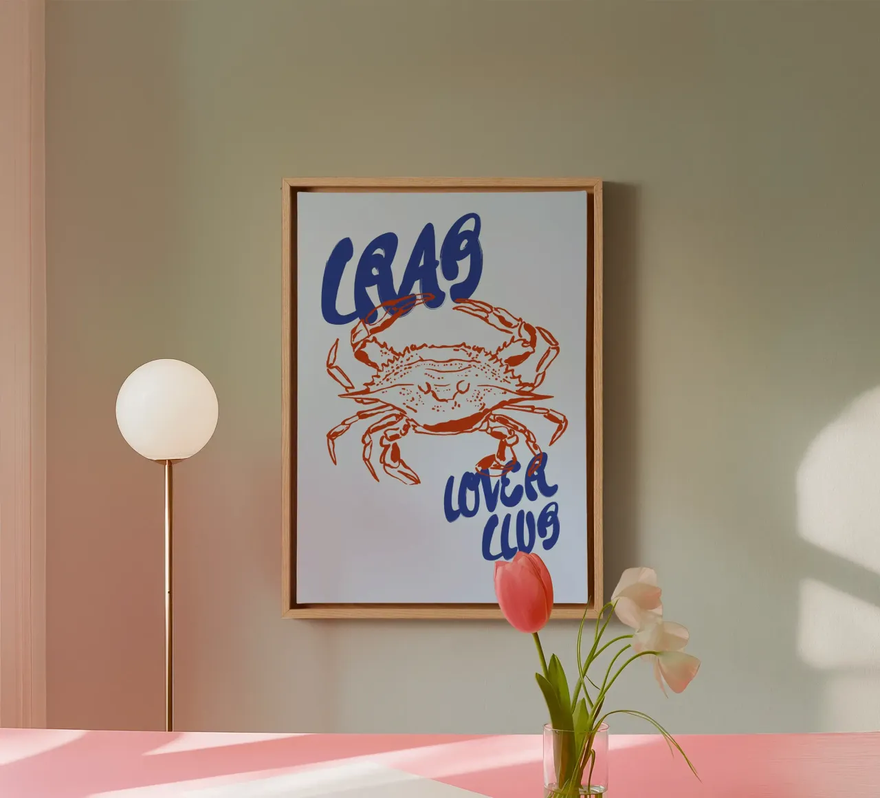 Boho Food 13 Crab canvas with Floater frame by Boho Print Collection