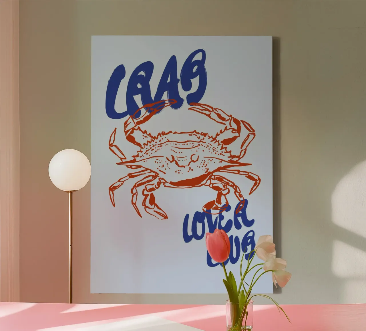 Boho Food 13 Crab canvas with Floater frame by Boho Print Collection