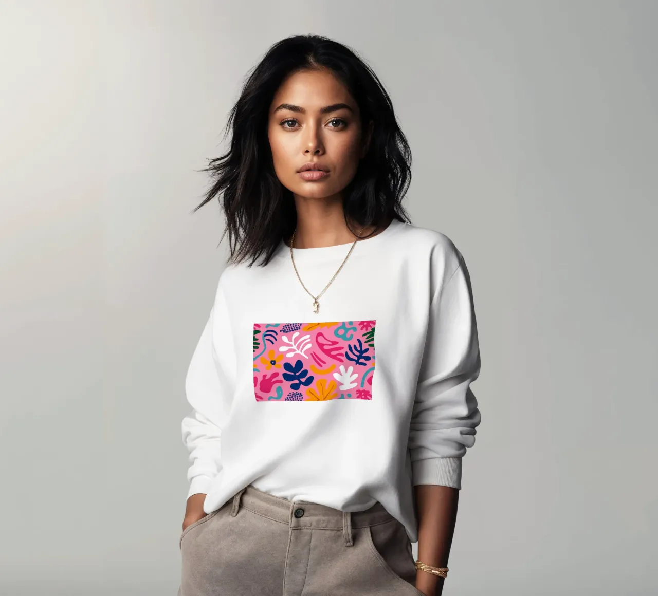 Playful Pink Botanicals sweatshirt by Solace Light