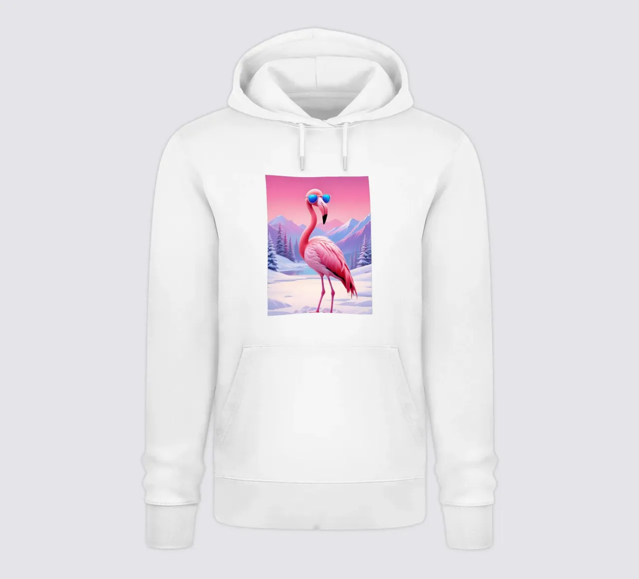Fenicottero fresco nella neve felpa con cappuccio da Graceful Desine