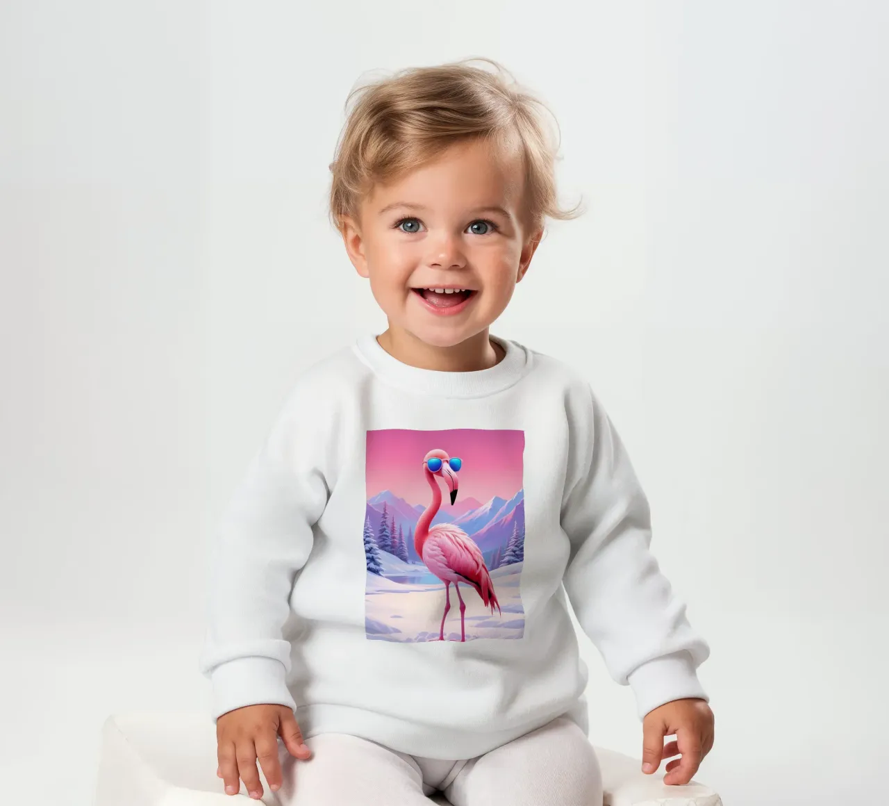 Fenicottero fresco nella neve felpa neonato da Graceful Desine