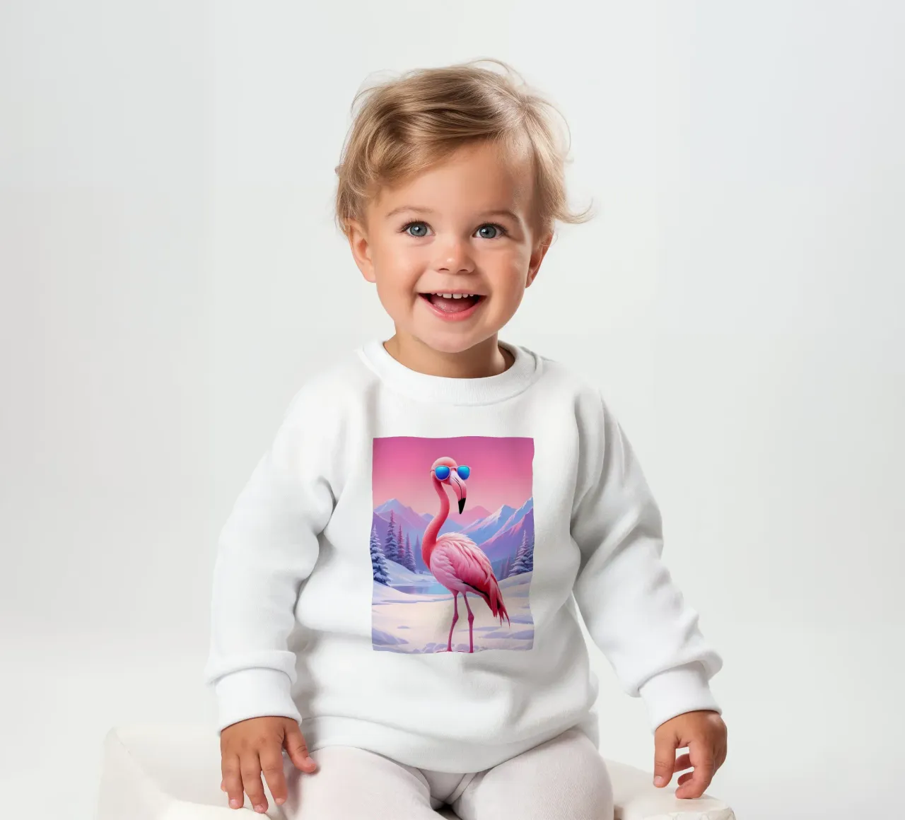 Fenicottero fresco nella neve felpa neonato da Graceful Desine