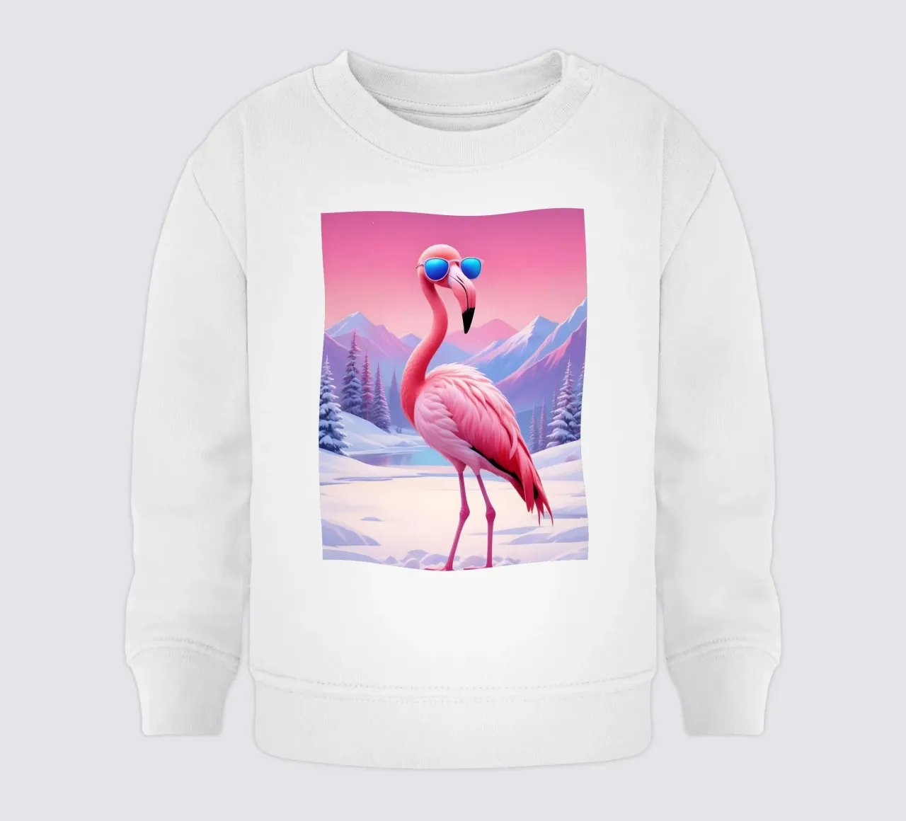 Fenicottero fresco nella neve felpa neonato da Graceful Desine