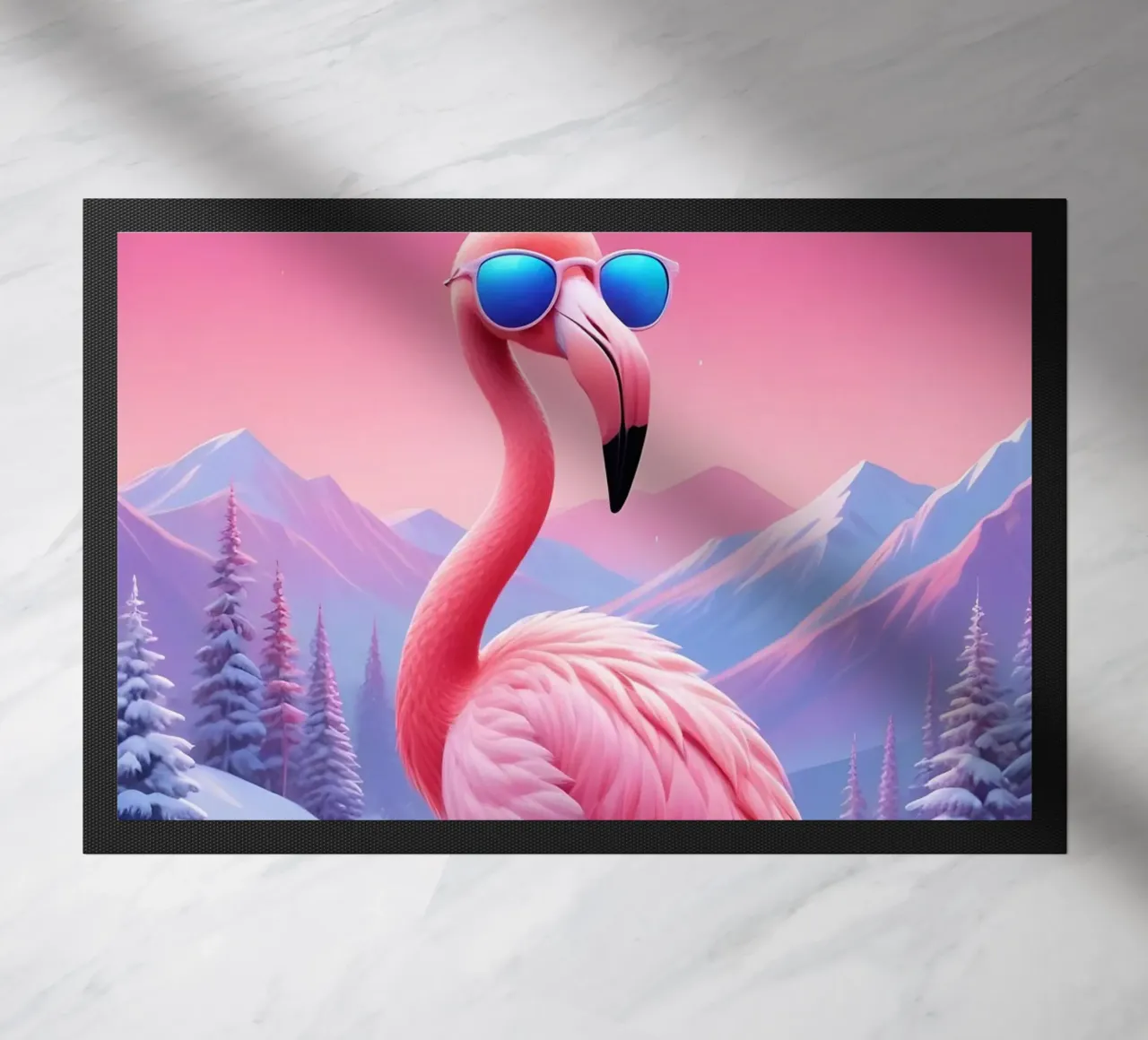 Fenicottero fresco nella neve zerbino da Graceful Desine