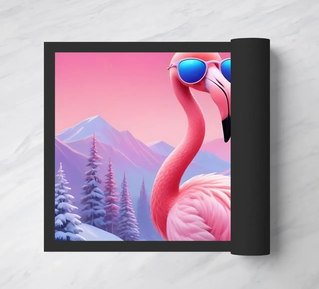 Fenicottero fresco nella neve zerbino da Graceful Desine