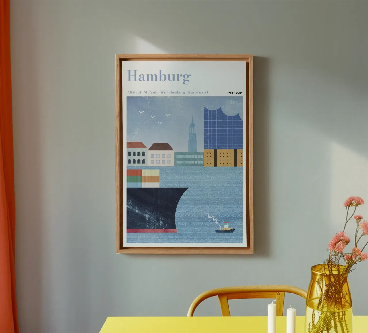 Personalized Hamburg Print tela con Cornice a cassetta da Henry Rivers